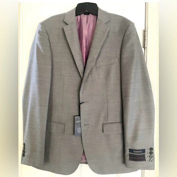 New Zanetti Light Grey Suit SET of 2  Porto Slim Wool Blend 42R Suit 36R Pants - Picture 2 of 11